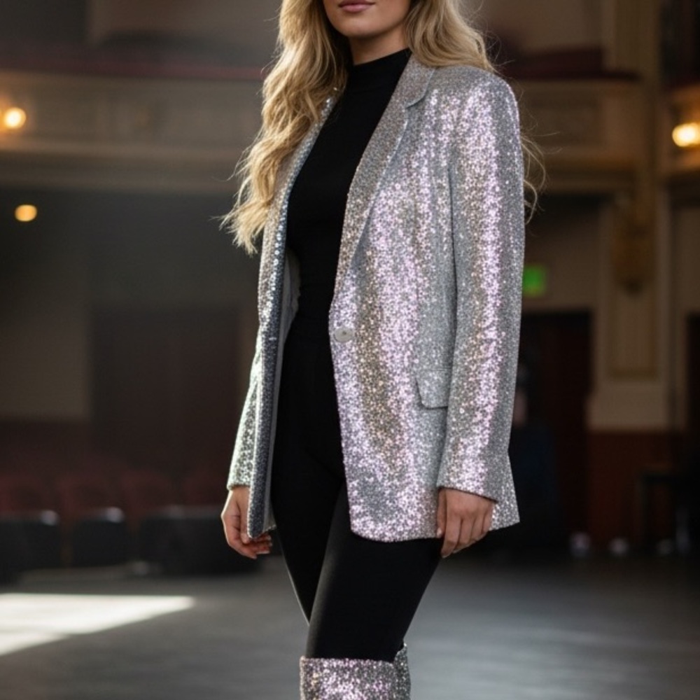 “The Drop” Silver Sequin Women's Blazer *New with tags*